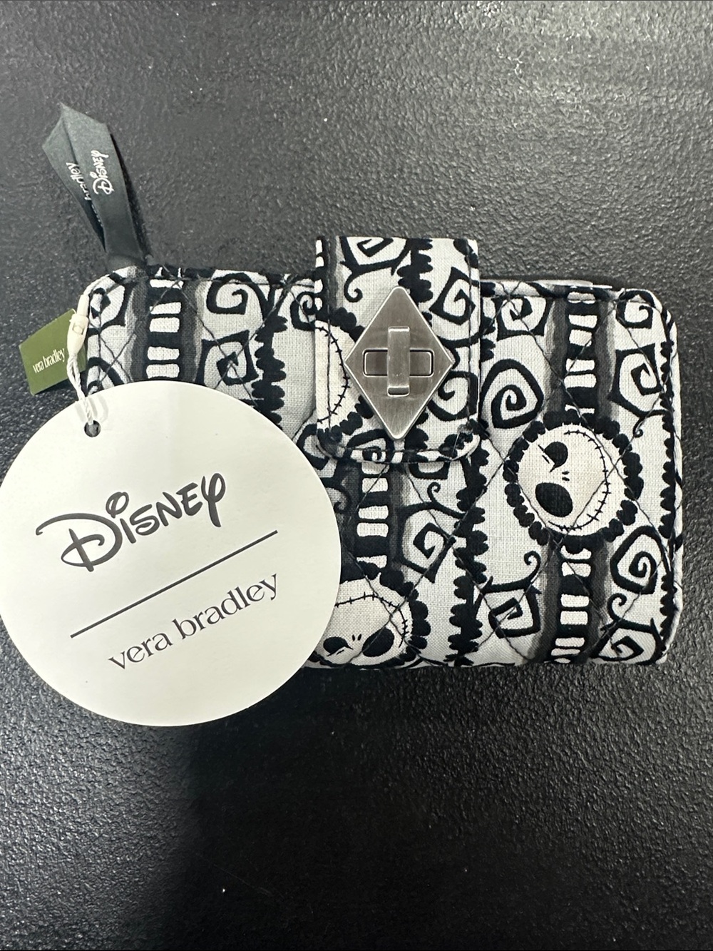 Vera Bradley Black & White Quilted Disney Jack Skellington Phone Wallet